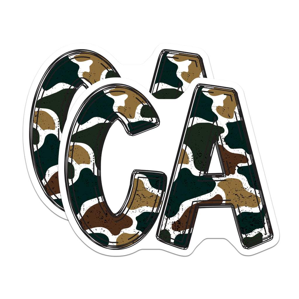(2 Pack) CA Letters Magnets - California Camouflage Design - Army Style Refrigerator Office Locker Decor - 5 Inches On Longest Side - Thick Durable Magnet - Made in USA - MAG21023