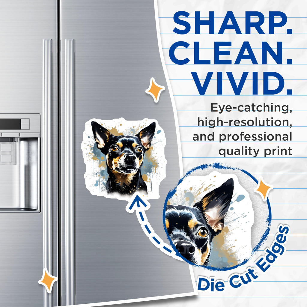 (2 Pack) Miniature Pinscher Dog Magnets - Min Pin Art Decor - Dog Lover Kitchen Accessories - 5 Inches On Longest Side - Thick Durable Magnet - Made in USA - MAG27308