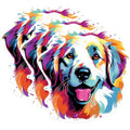 (3 Pack) Colorful Dog Decals - Modern Art Decal - Golden Retriever Decal - 3 Inches On Longest Side - Easy Peel & Apply - Made in USA - 3MCS0744