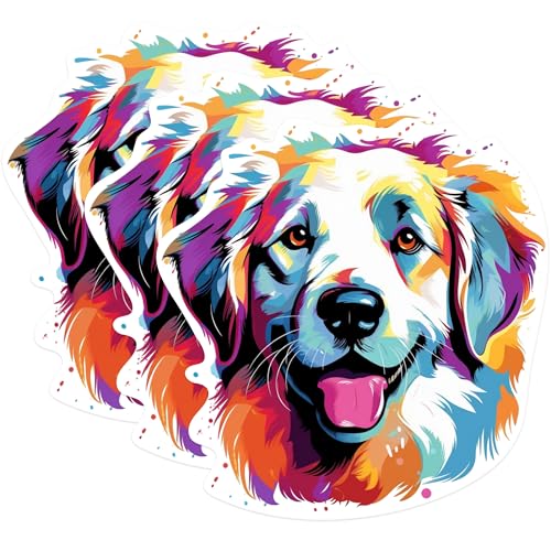 (3 Pack) Colorful Dog Decals - Modern Art Decal - Golden Retriever Decal - 3 Inches On Longest Side - Easy Peel & Apply - Made in USA - 3MCS0744