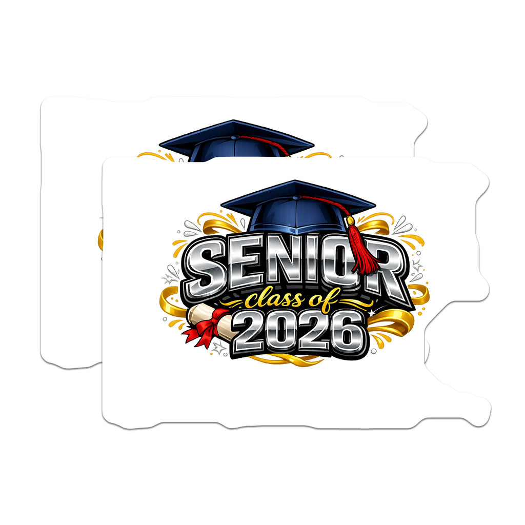 (2 Pack) Senior Class of 2026 Magnets - Graduation Year Keepsake - College Bound Student Decor - 5 Inches On Longest Side - Thick Durable Magnet - Made in USA - MAG39016