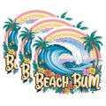 (3 Pack) Beach Bum Decals - Tropical Wave - Rainbow Palm Tree - 3 Inches On Longest Side - Easy Peel & Apply - Made in USA - 3MCS8354