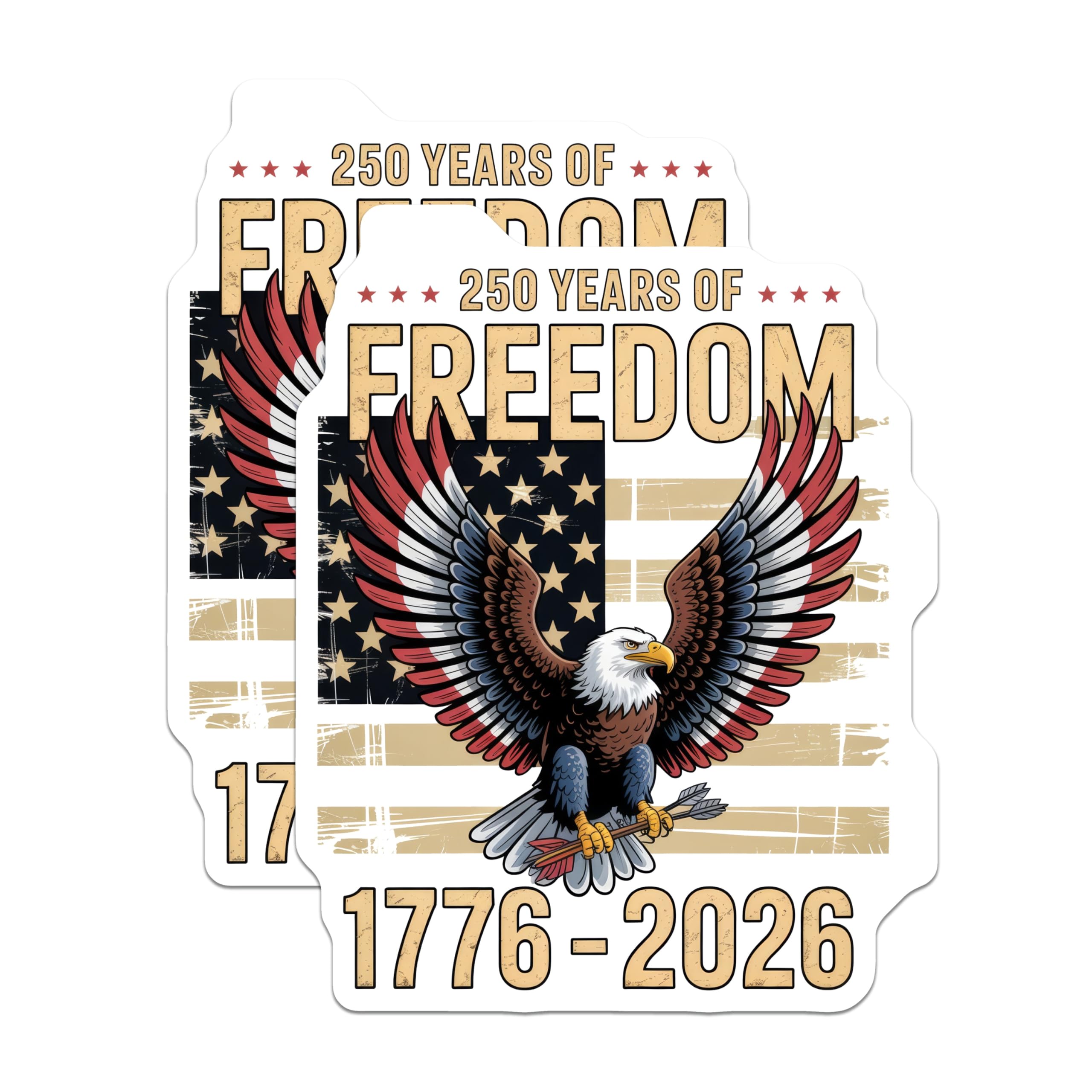 (2 Pack) American Freedom Magnets - USA Eagle - Patriotic 250 Years Celebration - 5" On Longest Side - Premium Magnet - for Cars, Refrigerators, Toolboxes, Lockers - Made in USA - MAG14020