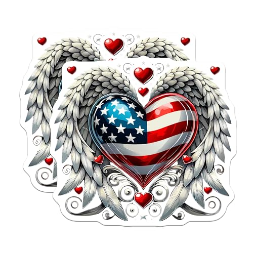 (2 Pack) Patriotic Heart Magnet - American Love Decor - 5" On Longest Side - Sticks to Smooth Flat Surfaces - Made in USA - MAG9961