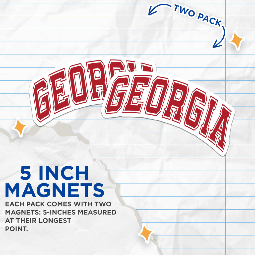 (2 Pack) Georgia Magnets - State Pride Decor - Southern Home Accessories - 5" On Longest Side - Premium Magnet - for Cars, Refrigerators, Toolboxes, Lockers - Made in USA - MAG18257