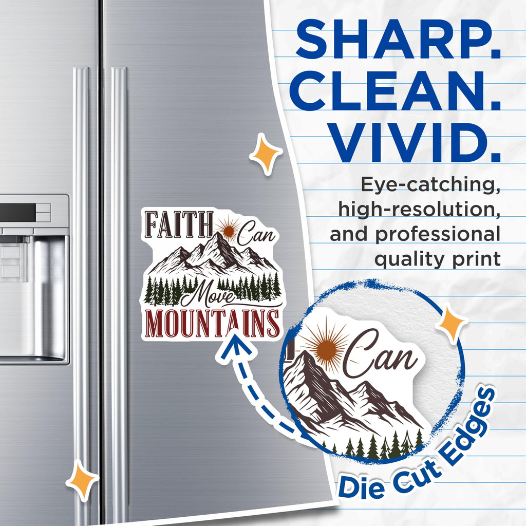 (2 Pack) Faith Can Move Mountains Magnets - Inspirational Quote - Mountain Decor - 5" On Longest Side - Premium Magnet - for Cars, Refrigerators, Toolboxes, Lockers - Made in USA - MAG16402