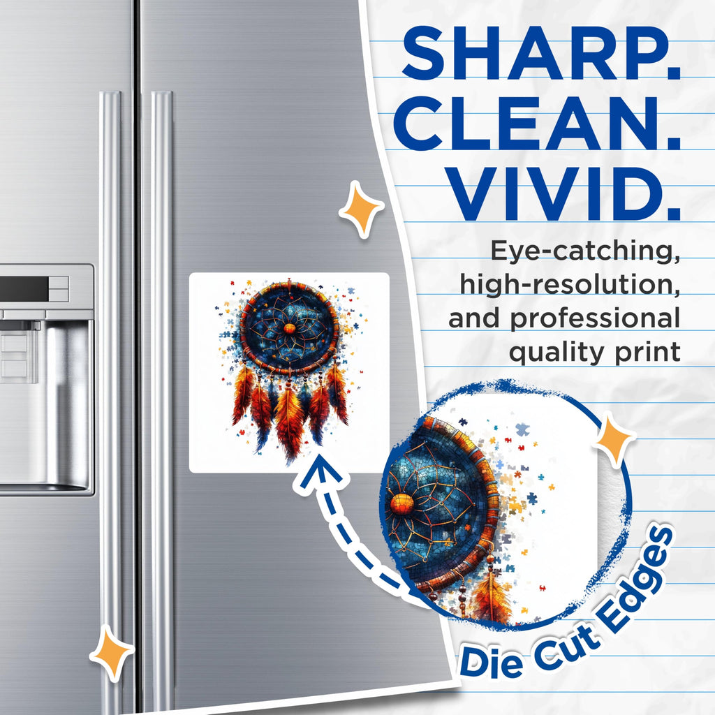 (2 Pack) Dreamcatcher Magnets - Bohemian Puzzle Art Decor - Spiritual Home Accent Refrigerator Magnets - 5 Inches On Longest Side - Thick Durable Magnet - Made in USA - MAG26053