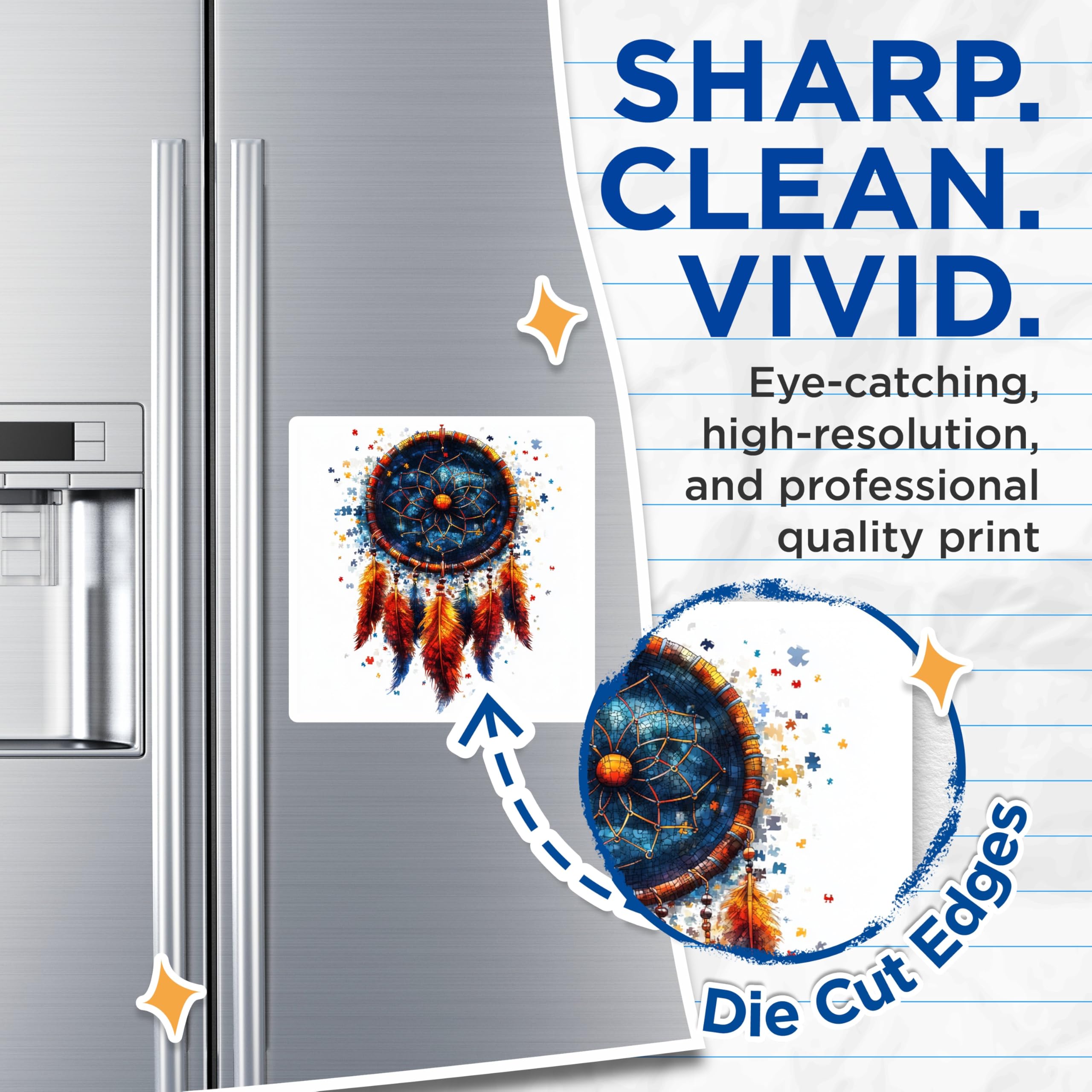 (2 Pack) Dreamcatcher Magnets - Bohemian Puzzle Art Decor - Spiritual Home Accent Refrigerator Magnets - 5 Inches On Longest Side - Thick Durable Magnet - Made in USA - MAG26053