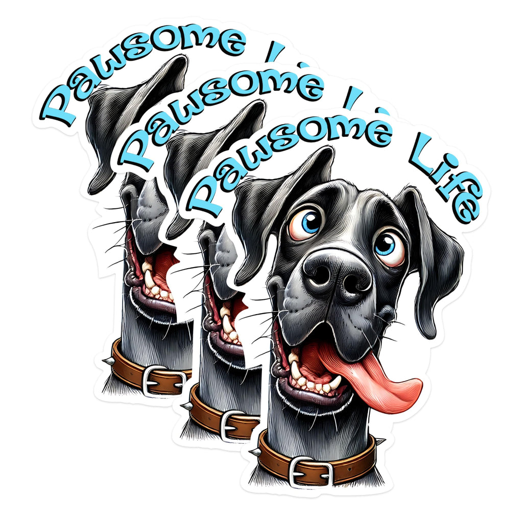 (3 Pack) Paw Great Dane Decals - Crazy Dog Sticker - Pawsome Life Laptop Decal - 3 Inches On Longest Side - Easy Peel & Apply - Made in USA - 3MCS1267