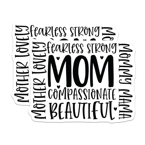 (2 Pack) Mom Stickers - Mother's Day Stickers - Inspirational Stickers for Mom - 5" On Longest Side - Sticks to Smooth Flat Surfaces - Made in USA - BMCS4670