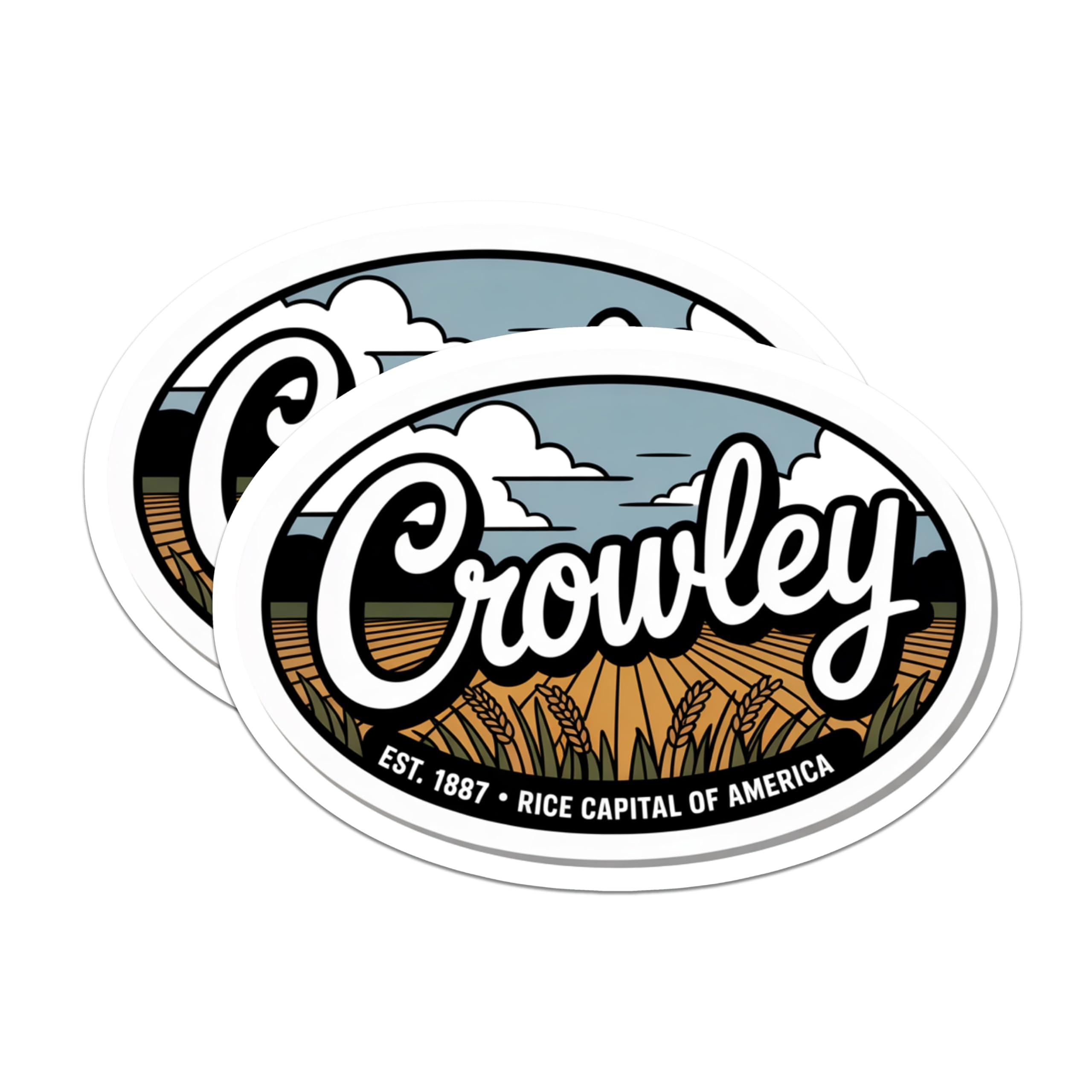(2 Pack) Crowley Louisiana Magnets - Rice Capital USA - Souvenir Magnets - 5" On Longest Side - Premium Magnet - for Cars, Refrigerators, Toolboxes, Lockers - Made in USA - MAG18989