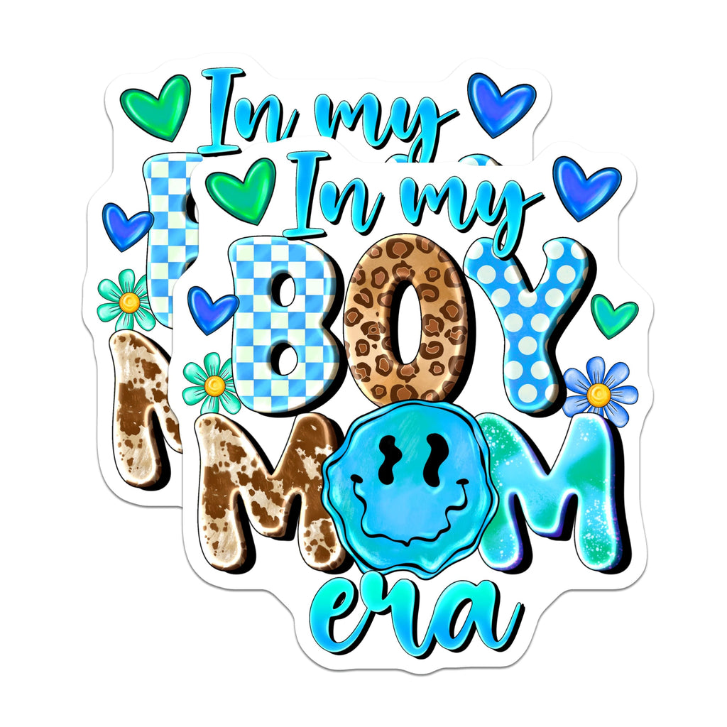 (2 Pack) Boy Mom Era Magnets - Groovy Mama Fridge Decor - Y2K Trendy Motherhood Accessory - 5 Inches On Longest Side - Thick Durable Magnet - Made in USA - MAG28059