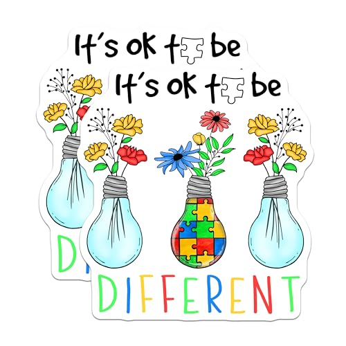 (2 Pack) It's Ok to Be Different Stickers - 5" On Longest Side - Sticks to Smooth Flat Surfaces - Made in USA - BMCS8941 - BMCS8941