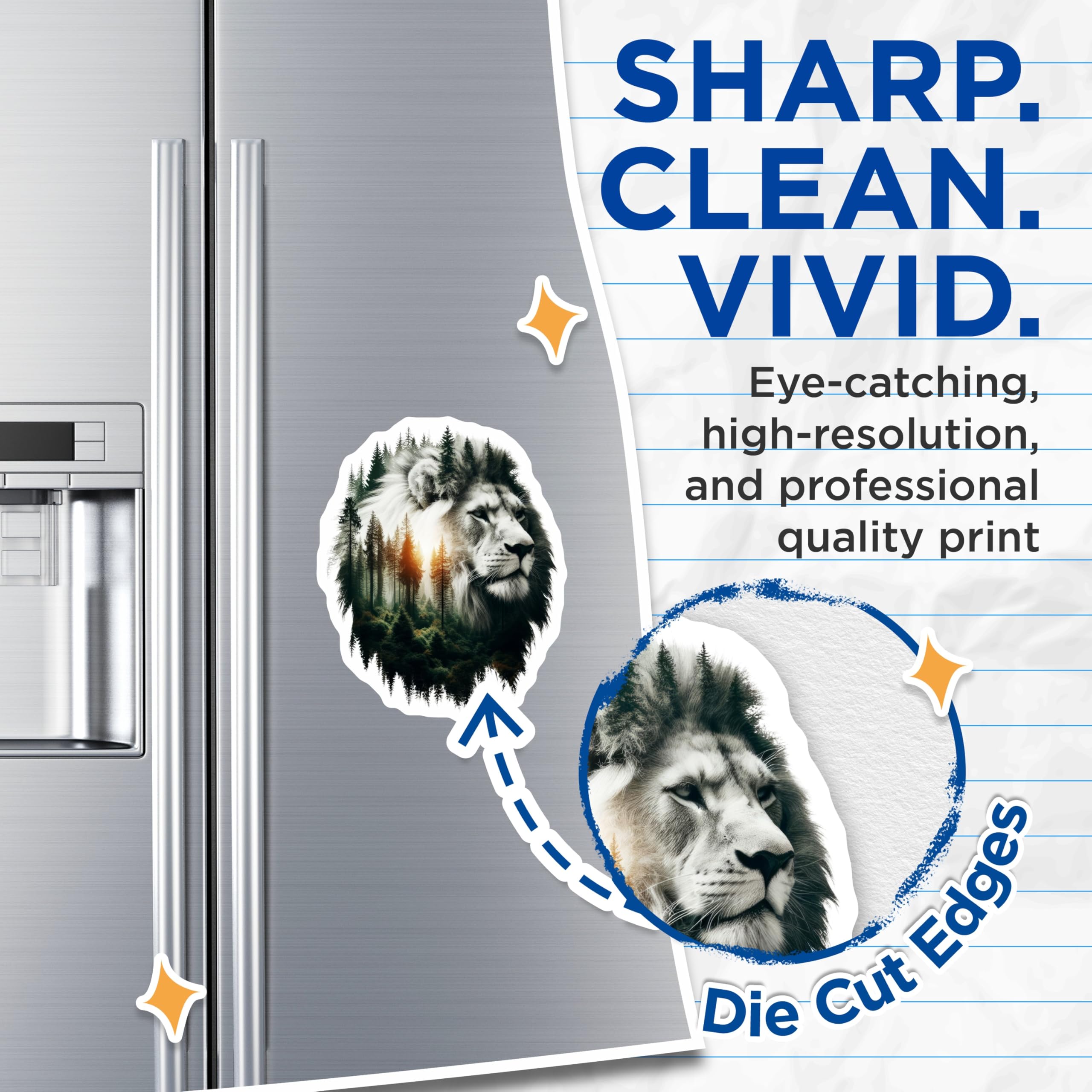 (2 Pack) Lion Forest Magnets - Animal Art Fridge Magnets - Nature Inspired Home Decor - 5" On Longest Side - Premium Magnet - for Cars, Refrigerators, Toolboxes, Lockers - Made in USA - MAG15099