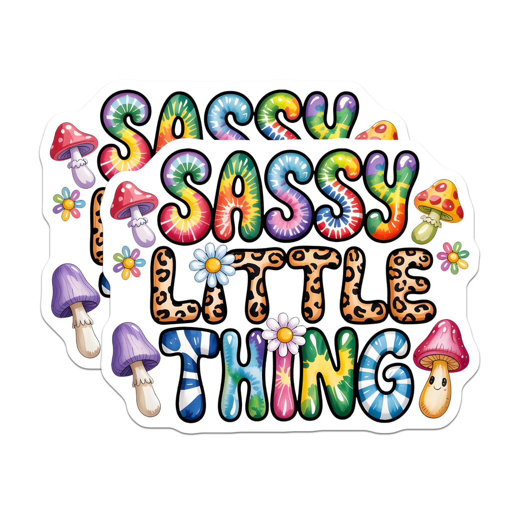 (2 Pack) Sassy Little Thing Magnets - Retro Groovy Hippie Aesthetic Decor - Whimsical Mushroom Floral Fridge Magnet - 5 Inches On Longest Side - Thick Durable Magnet - Made in USA - MAG28621