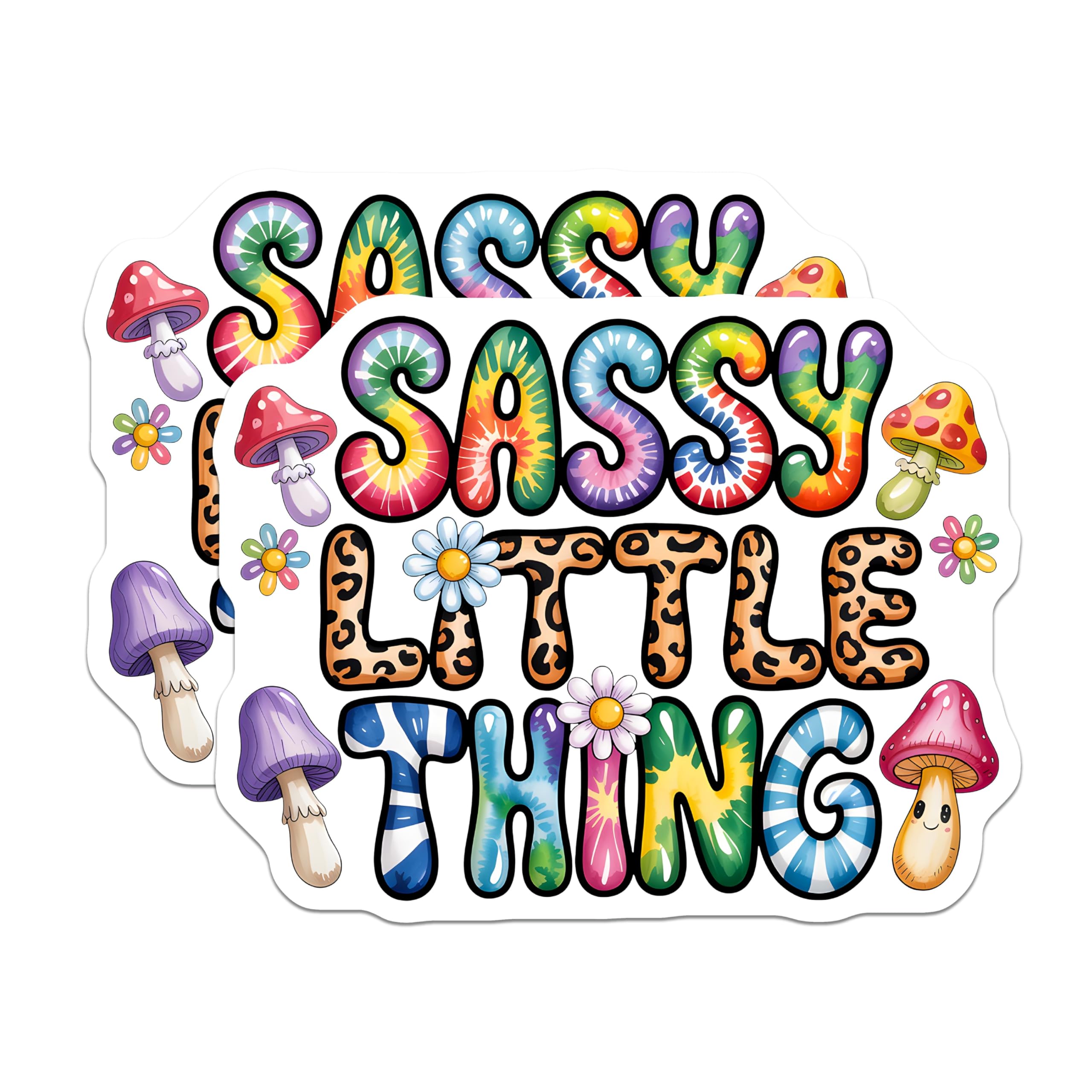(2 Pack) Sassy Little Thing Magnets - Retro Groovy Hippie Aesthetic Decor - Whimsical Mushroom Floral Fridge Magnet - 5 Inches On Longest Side - Thick Durable Magnet - Made in USA - MAG28621