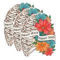 (3 Pack) Inhale Peace Decals - Exhale Chaos Decal - Floral Rib Cage Decal - 3 Inches On Longest Side - Easy Peel & Apply - Made in USA - 3MCS1790