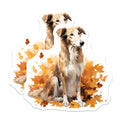 (2 Pack) Borzoi Dog Magnets - Autumn Leaves Decor - Sighthound Pet Art - Fall Kitchen Accent - 5 Inches On Longest Side - Thick Durable Magnet - Made in USA - MAG25103