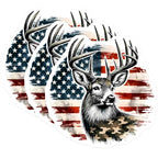 (3 Pack) Deer American Flag Decals - Camo Hunting - Laptop Decal - Patriotic - 3 Inches On Longest Side - Easy Peel & Apply - Made in USA - 3MCS8595
