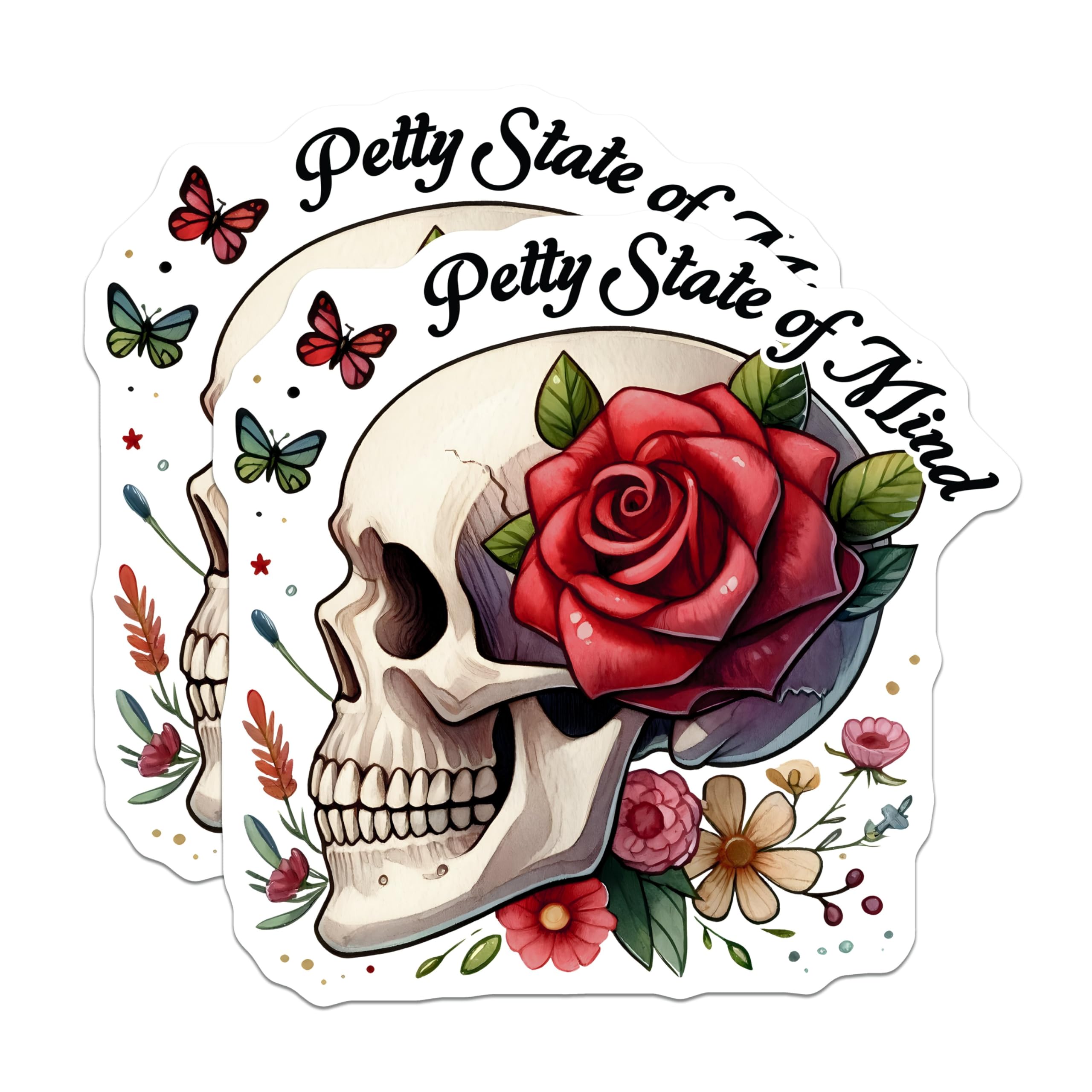 (2 Pack) Skull Rose Magnets - 5" On Longest Side - for Cars, Fridges, Toolboxes - Made in USA - MAG