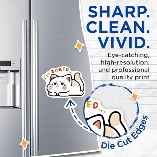 (2 Pack) Cute Cat I'm Bored Magnets - Funny Cat Quotes - Fridge Decor - 5" On Longest Side - for Cars, Fridges, Toolboxes - Made in USA - MAG7346