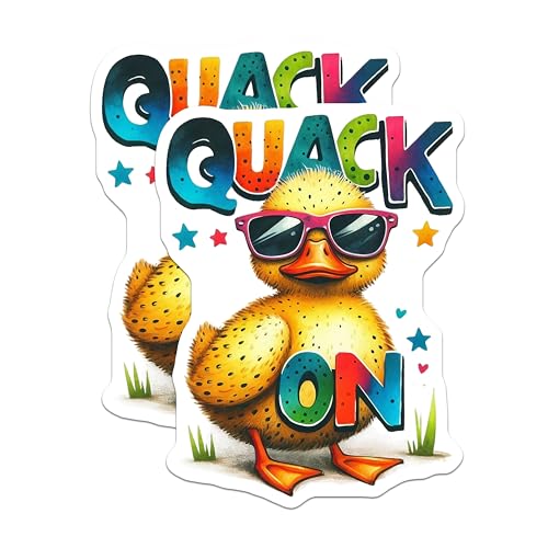 (2 Pack) Quack On Duck Stickers - Cute Animal Vinyl Stickers - Fun Decal for Laptops Water Bottles - 5" On Longest Side - Sticks to Smooth Flat Surfaces - Made in USA - BMCS6365