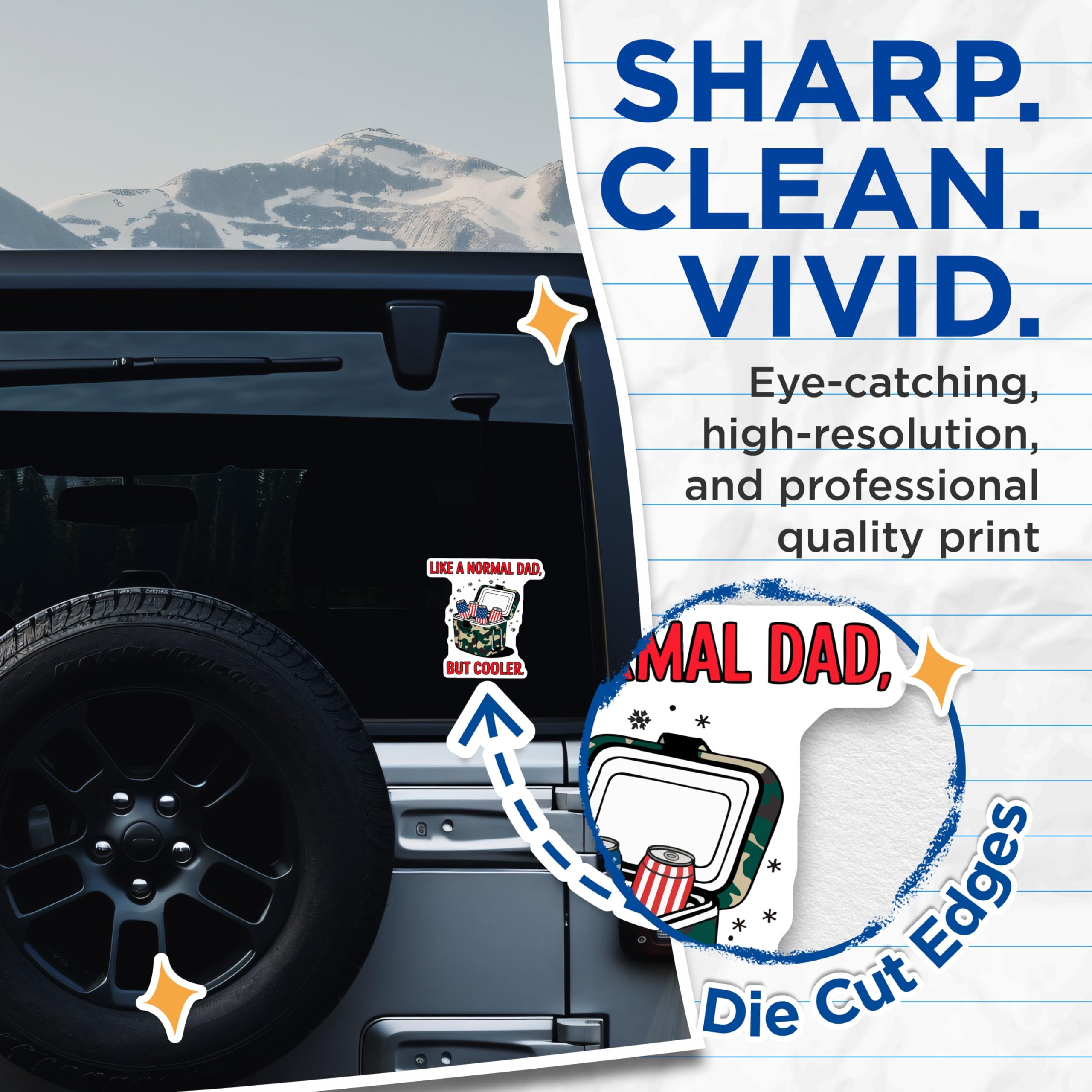 (2 Pack) Cool Dad Stickers - Like A Normal Dad But Cooler Quote - Humorous Father Sayings - Patriotic Beer Can Decals - 5" On Longest Side - Sticks to Smooth Flat Surfaces - Made in USA - BMCS21985