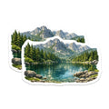 (2 Pack) Mountain Lake Magnets - Nature Landscape - Forest View Fridge Decor - Outdoor Adventure Scene - Cabin House Accent - 5 Inches On Longest Side - Thick Durable Magnet - Made in USA - MAG39996
