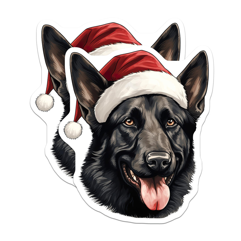 (2 Pack) German Shepherd Christmas Magnets - Festive Dog Decor - Santa Hat Pet Magnets - Animal Lover Kitchen Accessories - 5 Inches On Longest Side - Thick Durable Magnet - Made in USA - MAG27715