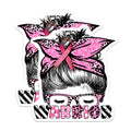 (2 Pack) Breast Cancer Warrior Magnets - Messy Bun - Pink Ribbon Magnet Set - 5" On Longest Side - Premium Magnet - for Cars, Refrigerators, Toolboxes, Lockers - Made in USA - MAG16808