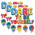 (3 Pack) Dare to Be Yourself Decals - Melting Smiley Face - Laptop Decals - 3 Inches On Longest Side - Easy Peel & Apply - Made in USA - 3MCS2676