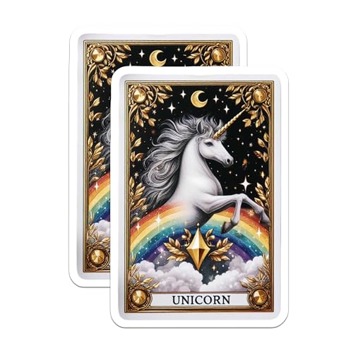 (2 Pack) Rainbow Unicorn Decor Magnet - 5" On Longest Side - Sticks to Smooth Flat Surfaces - Made in USA - MAG10129