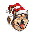 (2 Pack) Christmas Dog Magnets - Santa Hat Husky Decor - Festive Animal Fridge Accessories - 5 Inches On Longest Side - Thick Durable Magnet - Made in USA - MAG28973