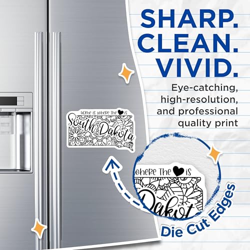 (2 Pack) South Dakota Magnets Magnets - Home is Where The Heart is - Floral Design - 5" On Longest Side - Made in USA - Sticks to Refrigerators & Metal Surfaces - MAG9092