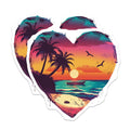 (2 Pack) Tropical Sunset Heart Magnets - Beach Palm Tree Decor - Ocean Lover Refrigerator Accessory - 5 Inches On Longest Side - Thick Durable Magnet - Made in USA - MAG23762