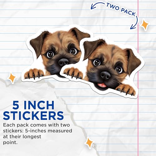 (2 Pack) Cute Puppy Stickers - Adorable Dog Decals - Animal Lover Sticker - 5" On Longest Side - Sticks to Smooth Flat Surfaces - Made in USA - BMCS9882