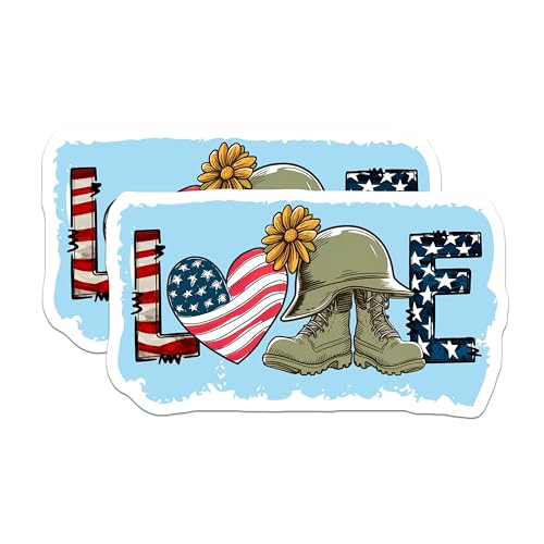 (2 Pack) Love Patriotic Magnets Magnets - USA Flag Decor - Military Tribute - 5" On Longest Side - Made in USA - Sticks to Refrigerators & Metal Surfaces - MAG8364