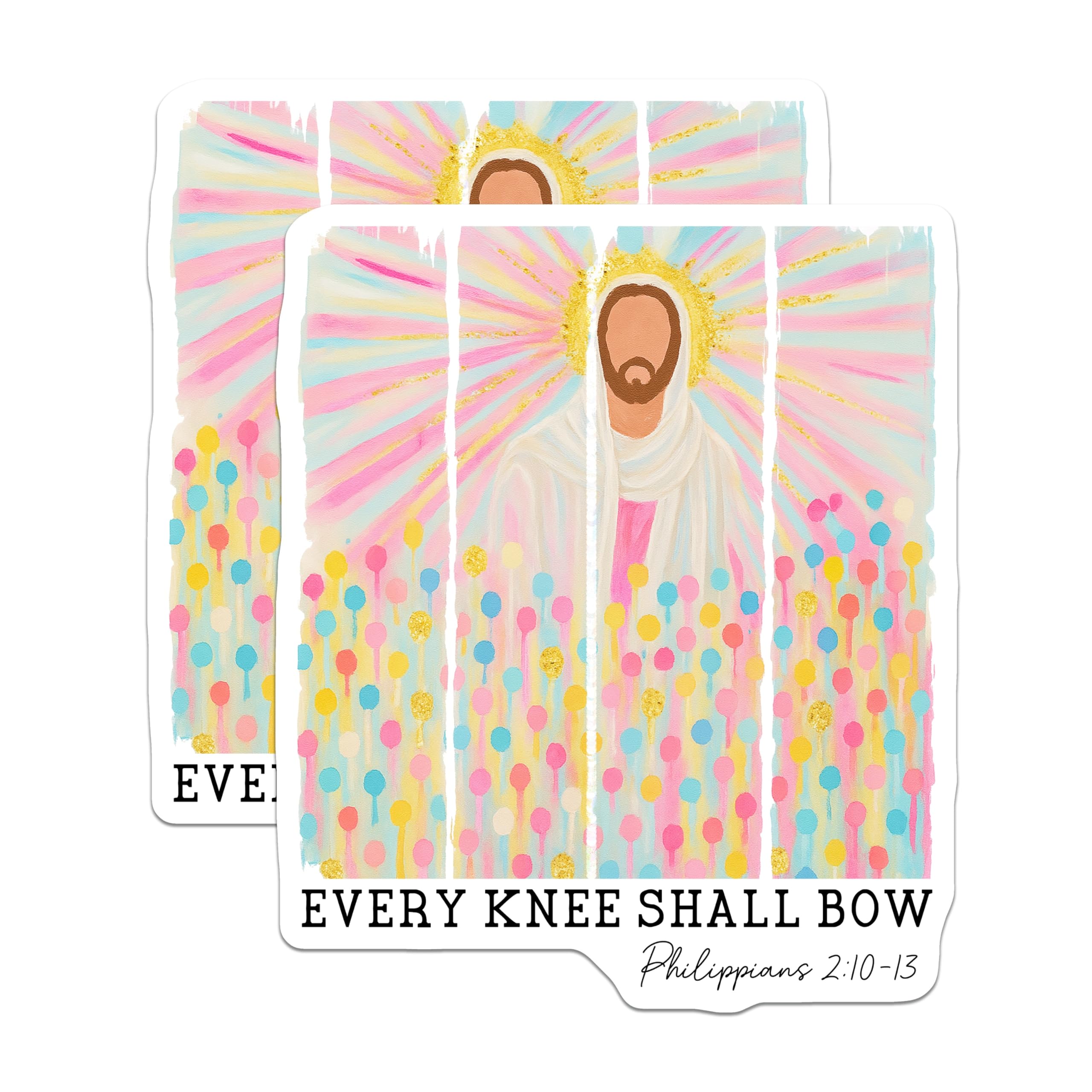 (2 Pack) Jesus Magnets - Every Knee Shall Bow - Scripture Verse Art - 5 Inches On Longest Side - Thick Durable Magnet - Made in USA - MAG19859