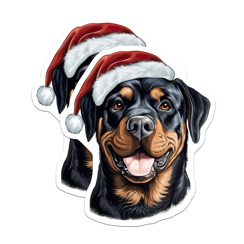 (2 Pack) Rottweiler Christmas Magnets - Pet Lover Refrigerator Decor - Santa Dog Holiday Accessory - 5 Inches On Longest Side - Thick Durable Magnet - Made in USA - MAG30221