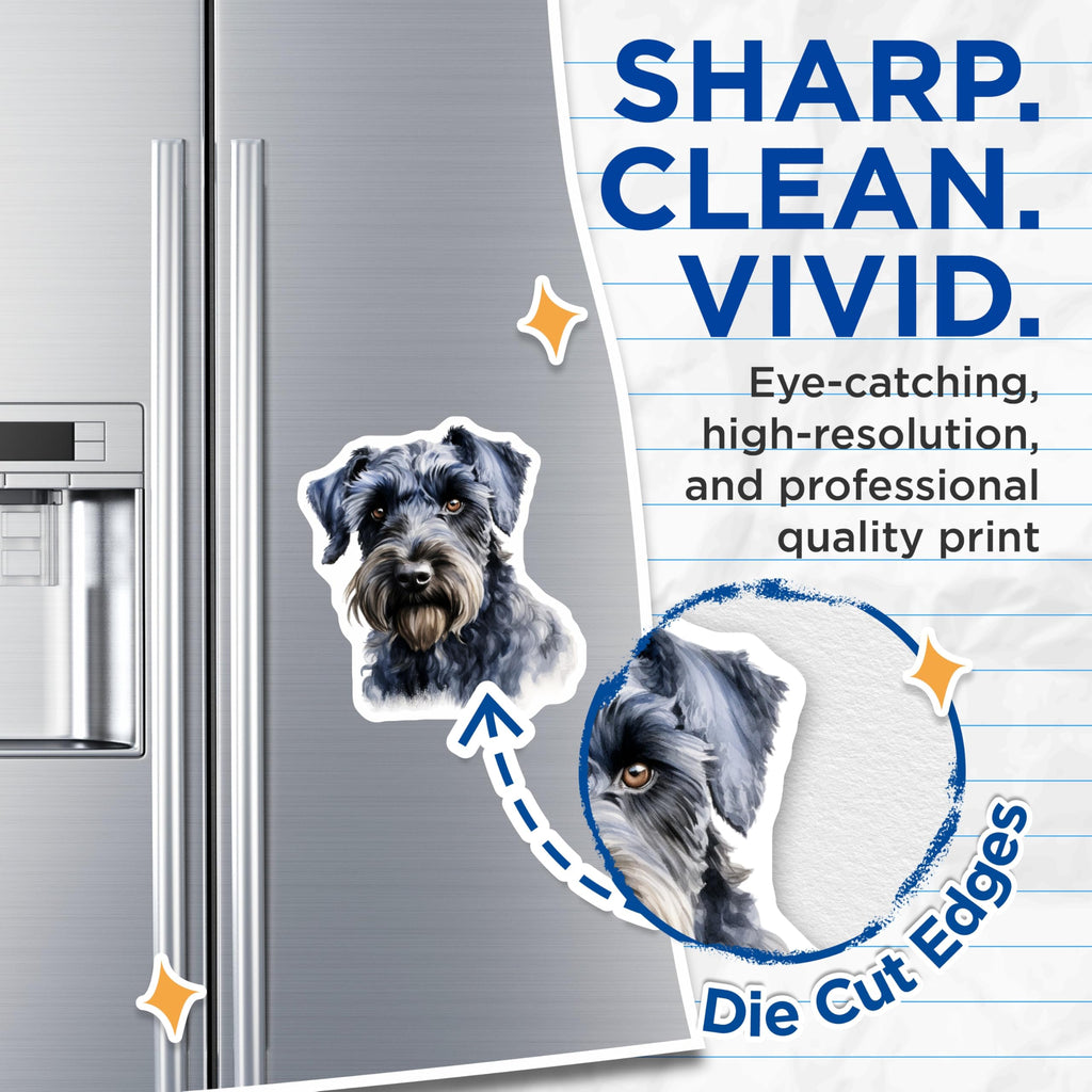 (2 Pack) Schnauzer Magnets - Watercolor Dog Art - Dog Lover Fridge Decor - 5 Inches On Longest Side - Thick Durable Magnet - Made in USA - MAG26763