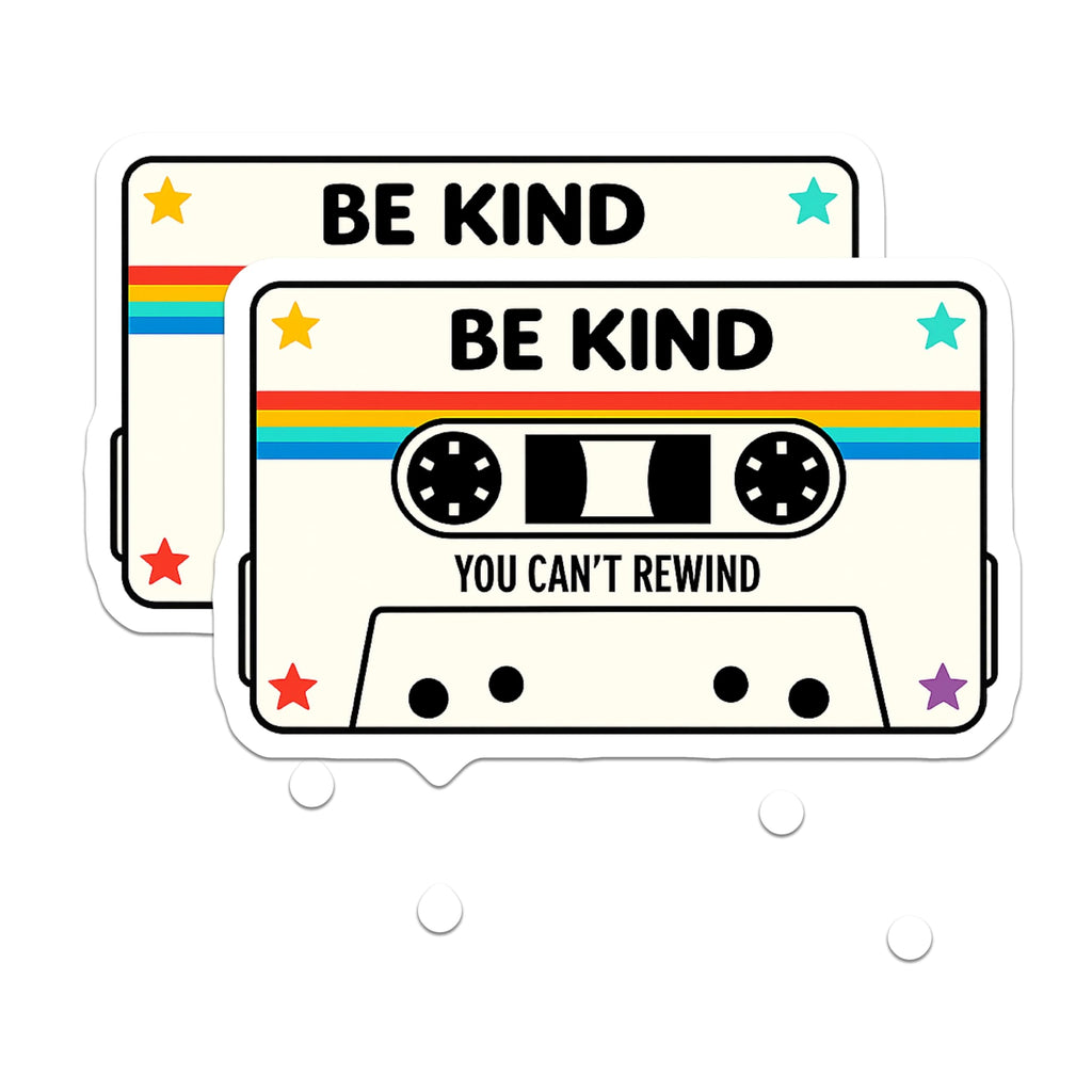 (2 Pack) Be Kind Rewind Magnets - Retro Cassette Tape Decor - Inspirational Quote Fridge Magnets - 5 Inches On Longest Side - Thick Durable Magnet - Made in USA - MAG21595