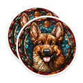 (2 Pack) German Shepherd Magnets - Stained Glass Dog Art - GSD Pet Lover Kitchen Fridge Locker Decor - 5 Inches On Longest Side - Thick Durable Magnet - Made in USA - MAG25767