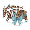 (2 Pack) Mama Magnets - Cow Print Leopard Design - Turquoise Bow Butterfly Accents - Western Boho Southwestern Mama - 5 Inches On Longest Side - Thick Durable Magnet - Made in USA - MAG20839