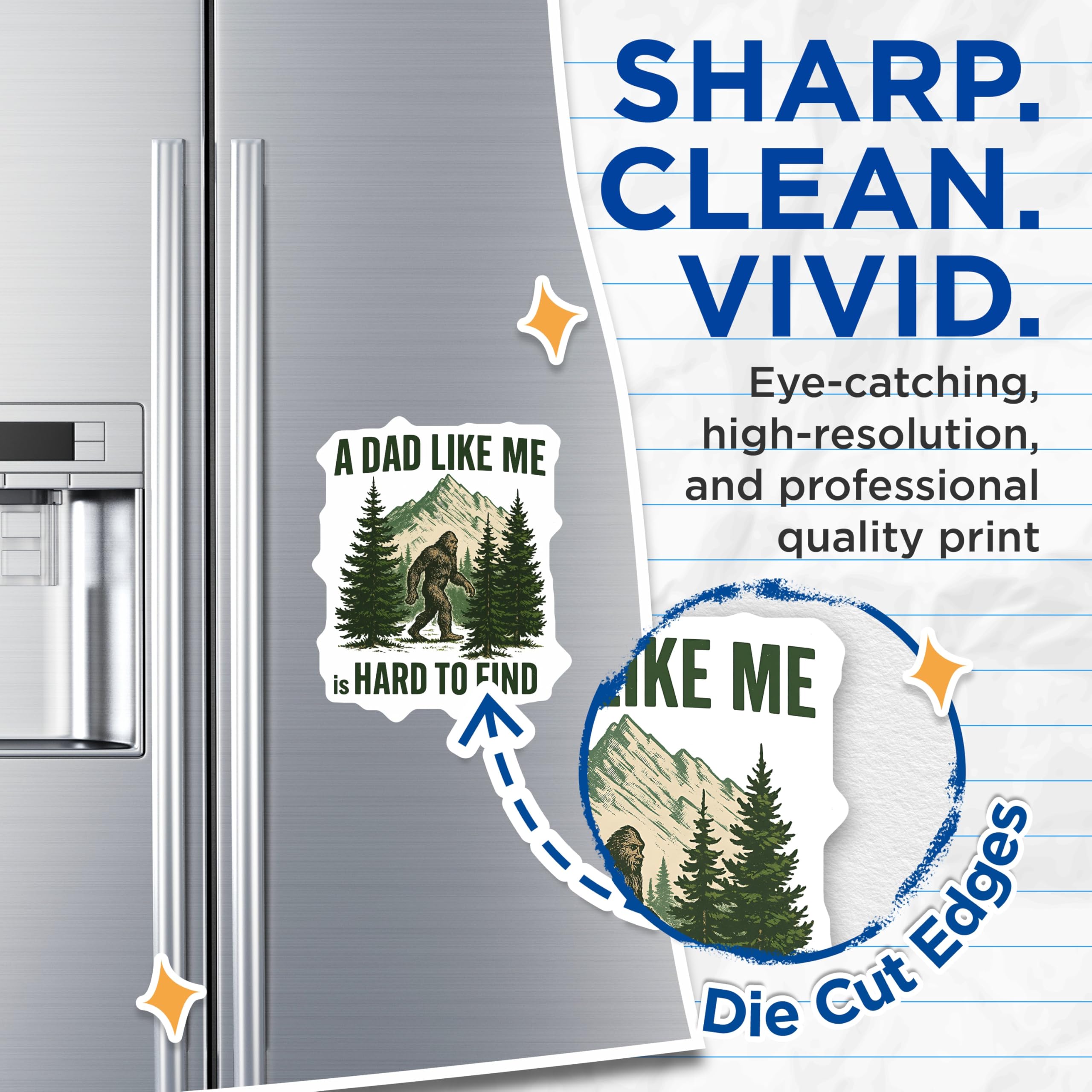 (2 Pack) Bigfoot Dad Magnets - Hard to Find Sasquatch Father Figure - Humorous Wilderness Decor - Unique Dad Gifts for Him - 5 Inches On Longest Side - Thick Durable Magnet - Made in USA - MAG22168