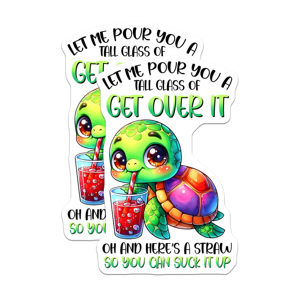 (2 Pack) Funny Turtle Magnets - Get Over It Saying - Quirky Fridge Magnets - 5" On Longest Side - Premium Magnet - for Cars, Refrigerators, Toolboxes, Lockers - Made in USA - MAG16504