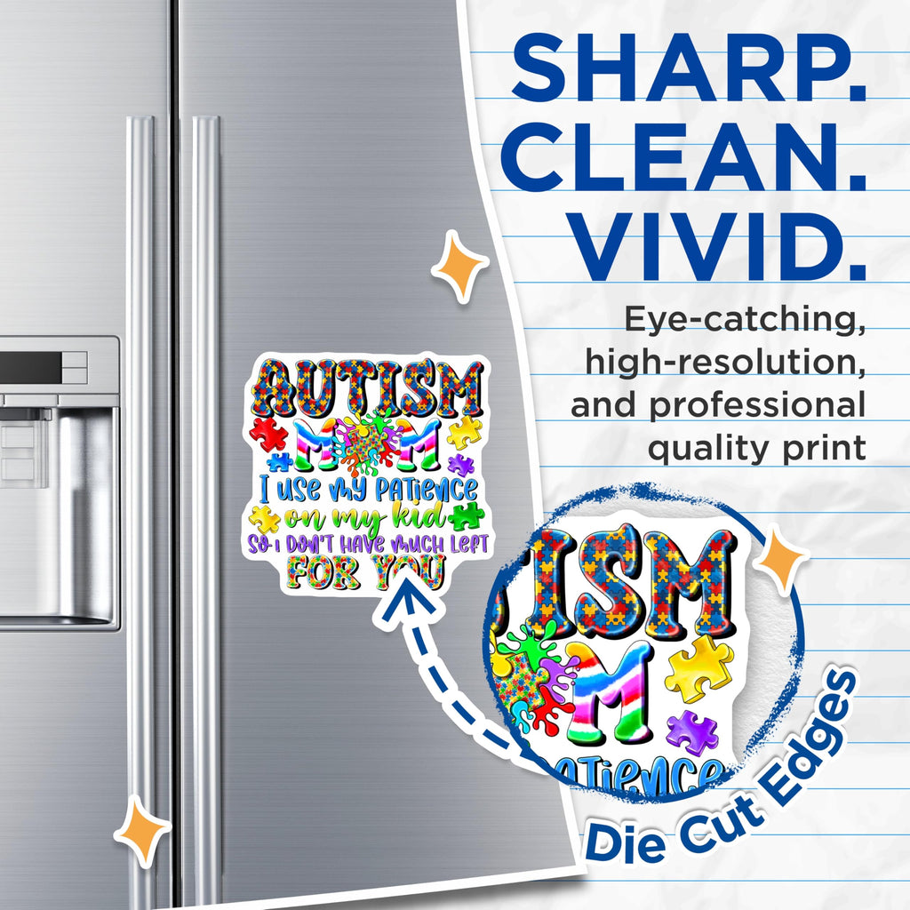 (2 Pack) Autism Mom Magnets - Funny Patience Quote Parent Humor - Neurodiversity Awareness Decor - 5 Inches On Longest Side - Thick Durable Magnet - Made in USA - MAG26823