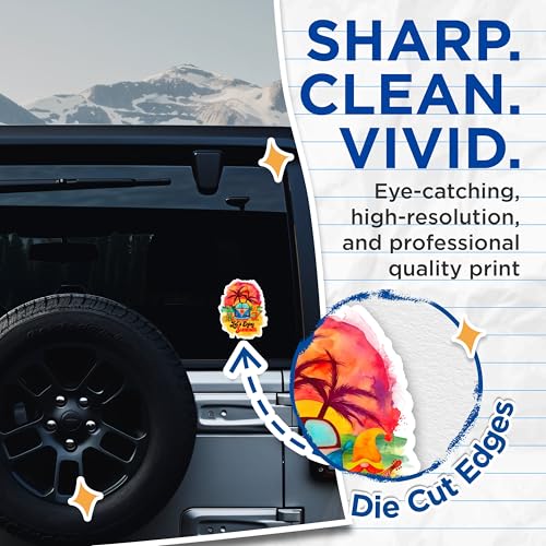 (2 Pack) Let's Enjoy Summer Stickers - Summer Vibes - Retro Van - Beach Time - 5" On Longest Side - Sticks to Smooth Flat Surfaces - Made in USA - BMCS9453