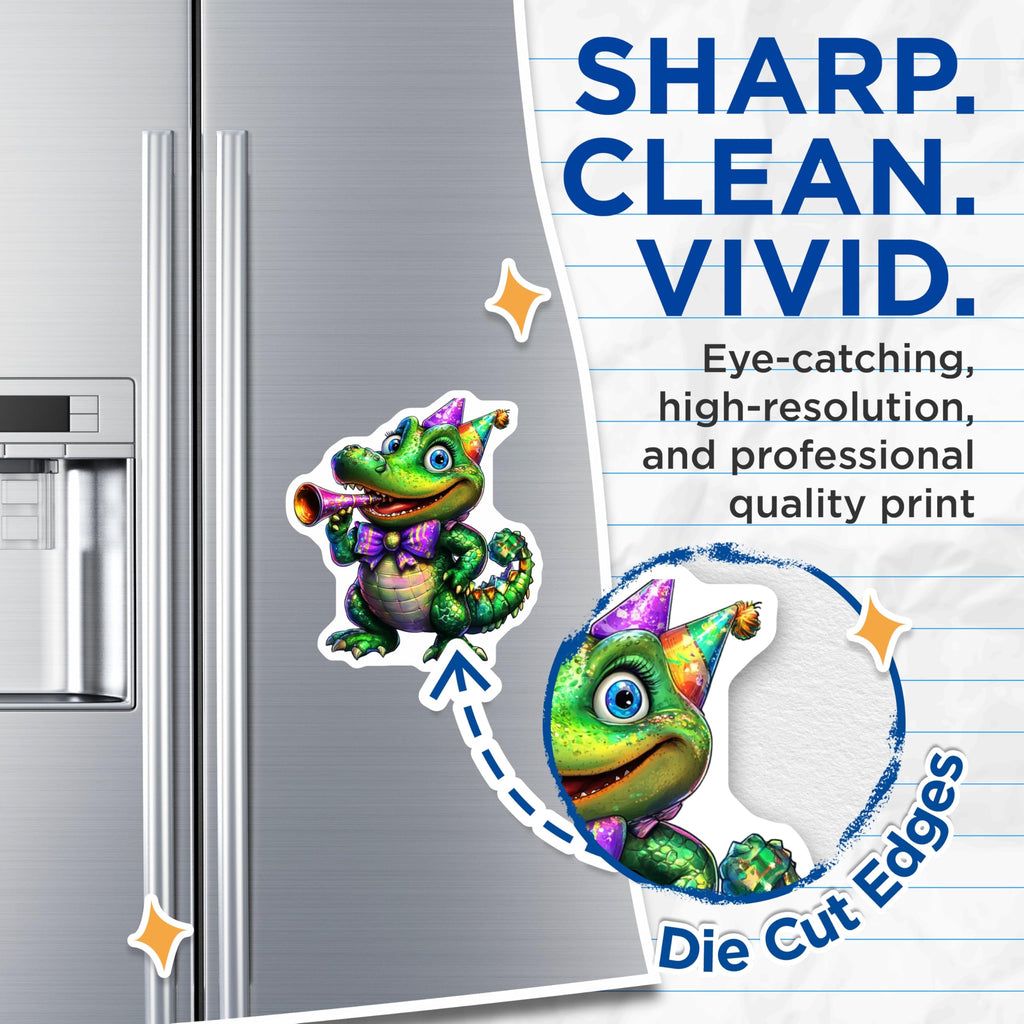 (2 Pack) Crocodile Magnets - Party Animal - Fridge Magnets Cute Reptile - 5" On Longest Side - Premium Magnet - for Cars, Refrigerators, Toolboxes, Lockers - Made in USA - MAG14399