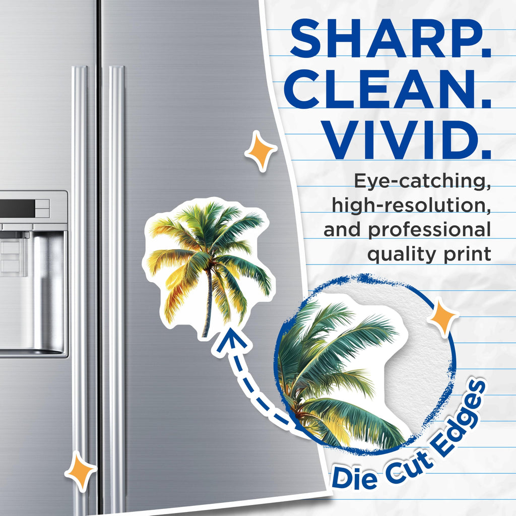 (2 Pack) Tropical Palm Tree Magnets - Vibrant Beach Decor - Island Life Summer Accessory for Refrigerator - 5 Inches On Longest Side - Thick Durable Magnet - Made in USA - MAG29841