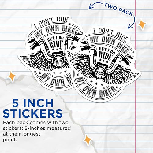 (2 Pack) Biker Quote Stickers - Motorcycle Rider Decal - Funny Biker Saying - 5" On Longest Side - Sticks to Smooth Flat Surfaces - Made in USA - BMCS5753